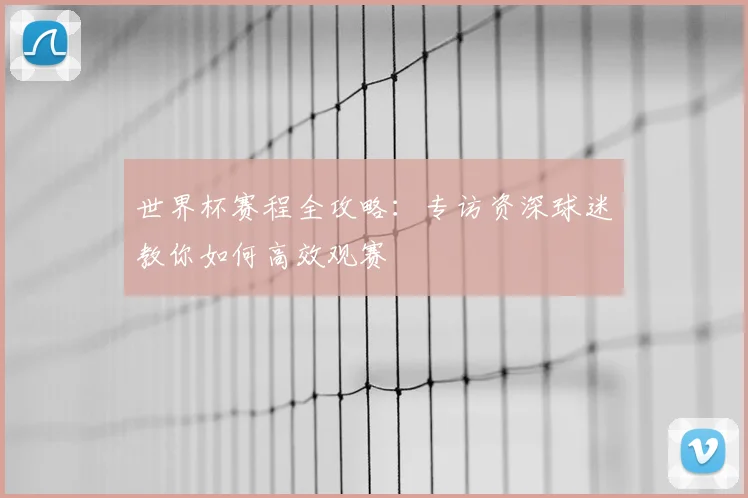 世界杯赛程全攻略:专访资深球迷教你如何高效观赛